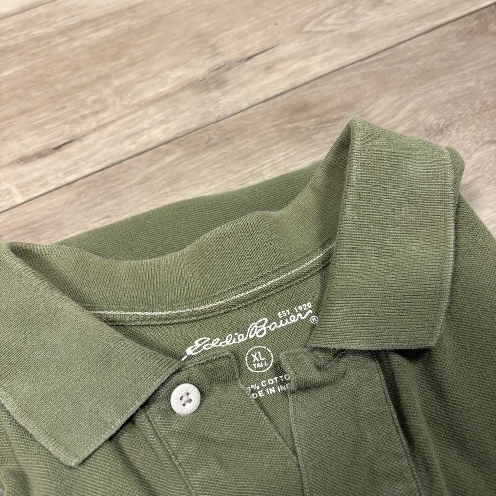 Eddie Bauer Shirt Mens XL Tall Green‎ Short Sleeve Outdoor Classic Polo - Picture 8 of 8